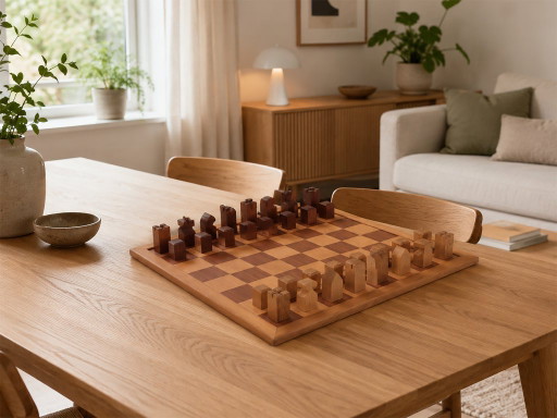 Abstract Design Chess Set – decoratieve objecten, Wood