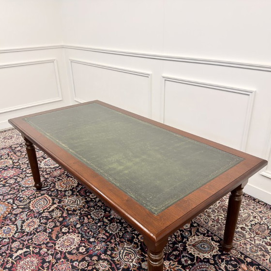 Klassiek Engels Schrijftafel Bureau – Leather, Wood (photo 11 of 14)