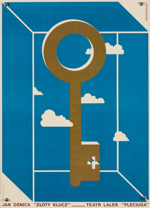 Zloty Klucz Teatr Lalek – 1980er Jahre – Originales Vintage-Theaterplakat von Jan Osnica – Polnische Plakatschule – 67,5 x