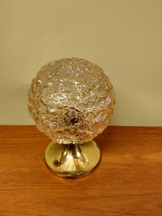 Image 1 of Vintage Tafellamp Bollampje Bedlampje Lamp Messing Glas