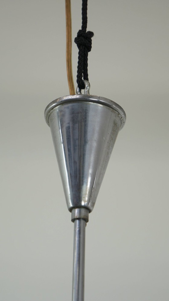 Image 1 of Suspension au design vintage avec verre dépoli feuilleté et chrome