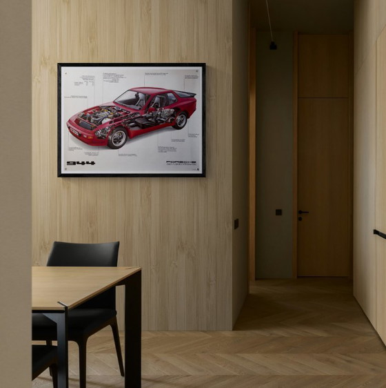 Image 1 of 🚗 Originele vintage Porsche 944 doorsnede – 1982 poster / plakat - XL 76 × 102 cm