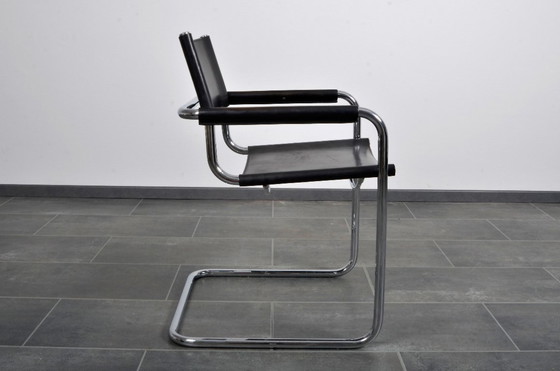 Image 1 of Set van 8 Matteo Grassi MG5 zwarte tuigleren buisframe stoelen