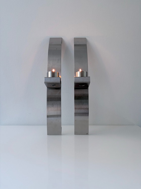 Set di 2 candelieri da parete / vasi da parete in acciaio inossidabile design – Decorazioni murali, rvs (photo 4 of 15)