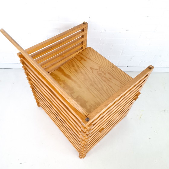 Image 1 of Vintage slatted armchair 70s/80s wood