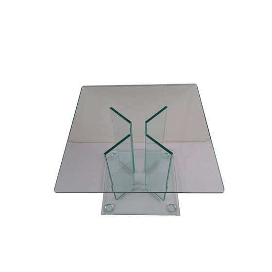 Image 1 of Table d'appoint postmoderne tout en verre des années 80 (style Leon Rosen / Peter Ghyczy)