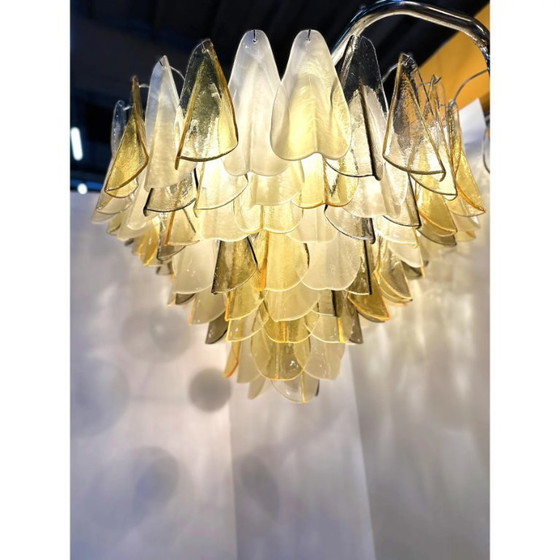 Image 1 of Venetian Amber and Fumè Multicolor “Rondini” Murano Glass Chandelier