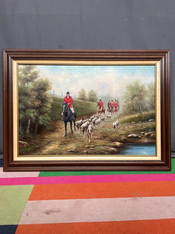 P. Delange “Vossenjacht”. – Schilderijen & Tekeningen, Canvas (photo 7 of 7)
