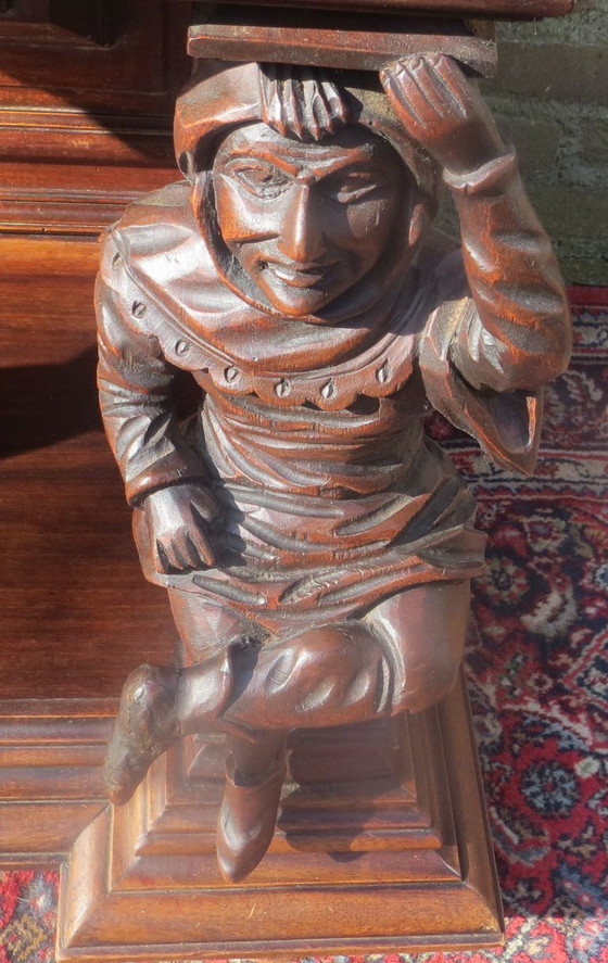 Unique Carved Vintage Cabinet with Carving and Beautiful Figures 1 Large Deep Drawer Very Good Condition (photo 2 of 11)