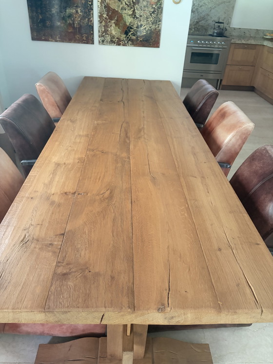 Super cool (like new) oak dining table with 8 chairs!! – Wood (photo 8 of 15)