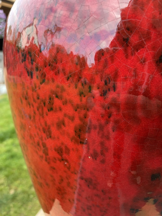 Image 1 of Vintage Duitse Fat Lava Vaas Paarden Jaren 70