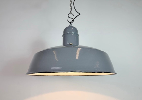 Image 1 of Lampada a sospensione industriale in smalto grigio, anni '60