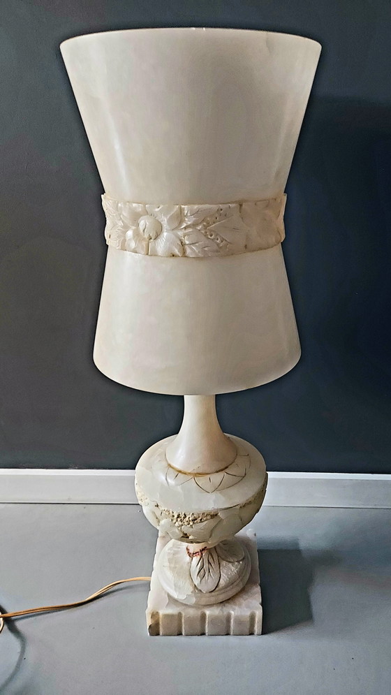 Image 1 of Alabaster Natural Stone Table Lamp Large Model