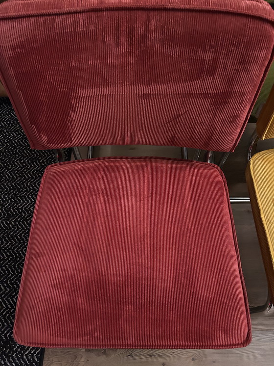 Image 1 of 4x Pure Rib Rib Fabric Chairs with Chrome Tubular Frame