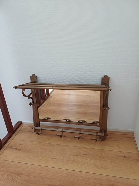Art deco wandkapstok met spiegel – Kapstokken, Glass, Metal (photo 8 of 9)