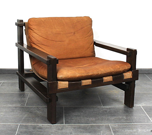 Lounge Chair (Brutalist) in Leather by Carl Straub