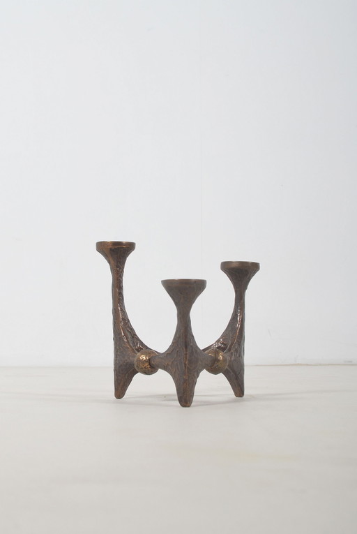 Chandelier brutaliste en bronze de Michael Harjes, années 1960