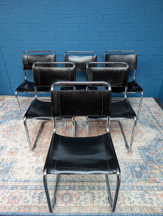 Image 1 of 6 sedie a slitta vintage S33, Mart Stam per Thonet, anni '60