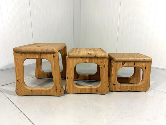 Image 1 of Tables d'appoint Pine Mimiset de style Rainer Daumiller, années 1970