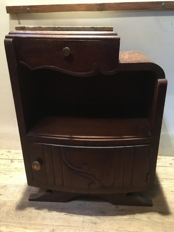 Comodino in rovere massello con marmo beige. – Comodini, Art Deco (photo 9 of 9)