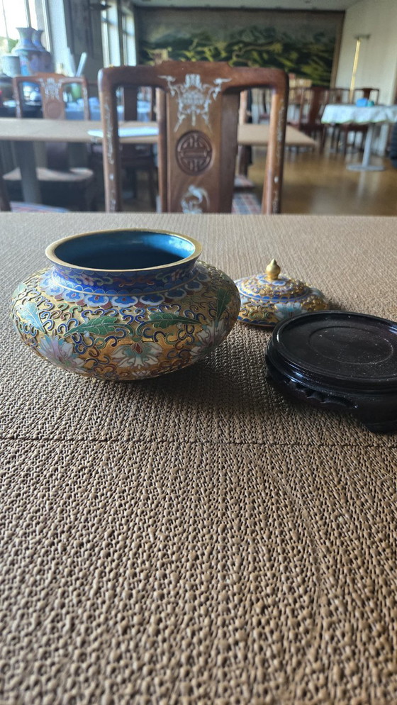 Image 1 of Pentola cinese in cloisonné con coperchio