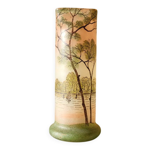 Enamelled glass vase Legras