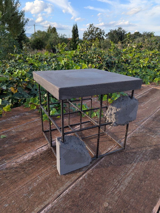 Image 1 of Brutalist Concrete & Steel Sculptural Table – Wallavibe Design