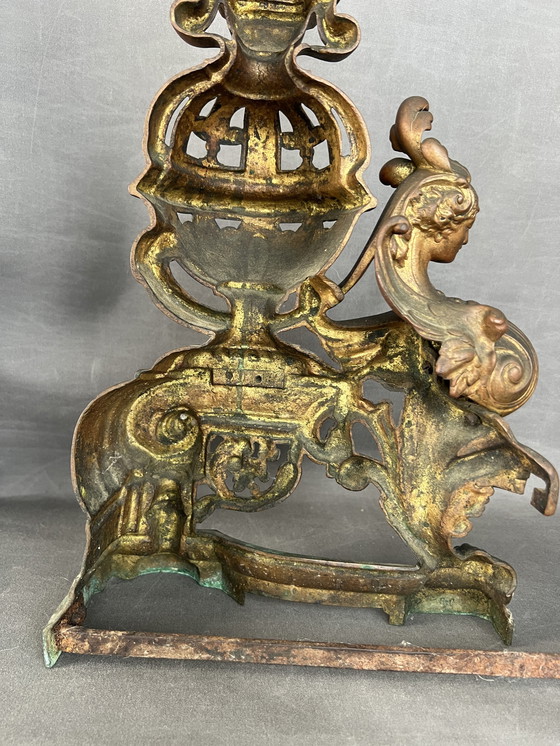 Image 1 of Paar Andirons aus dem 19. Jahrhundert, Frankreich um 1860 Bronze