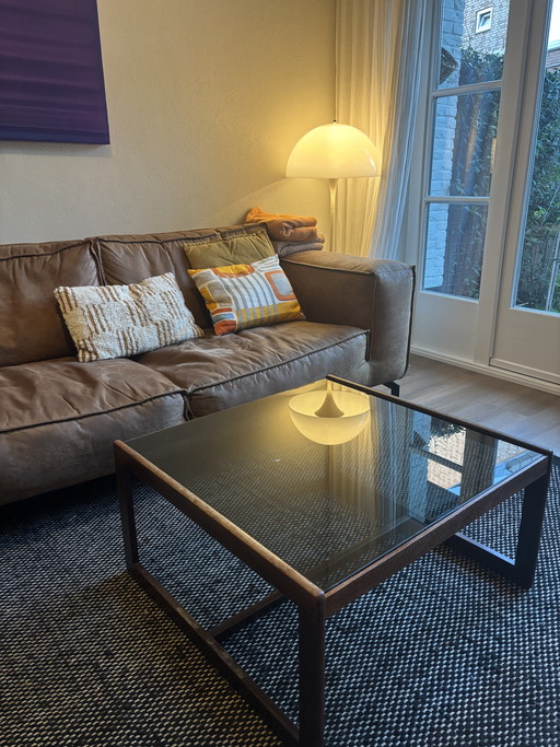 Vintage rosewood coffee table with smoked glass top