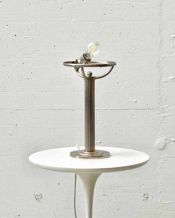 Image 1 of Nickel table lamps with opal shades by Adolf Loos for Villa Steiner