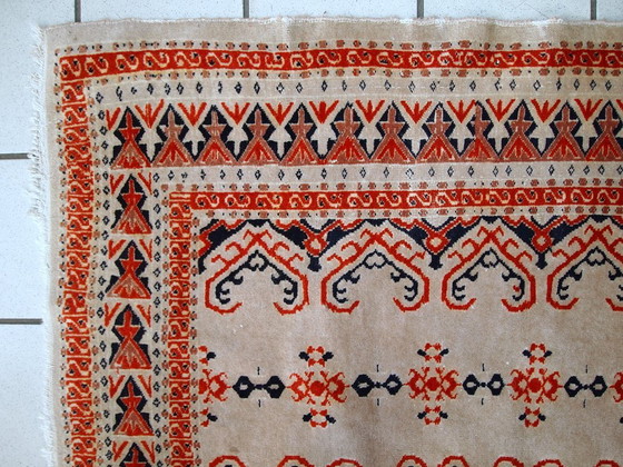 Image 1 of Handmade vintage Uzbek Bukhara rug 4.1' x 5.6' (127cm x 173cm) 1960s - 1C491