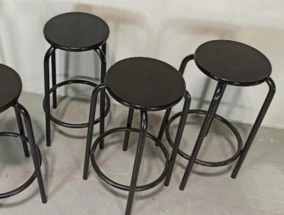 4 x tabourets de bar ronds noirs vintage – Wood (photo 2 of 14)