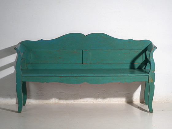 Antique green painted bench in pine wood – Central Europe, circa 1910 – Benches (photo 33 of 40)