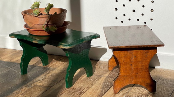 Image 1 of 2 mini Vintage WOODEN TABOURETS