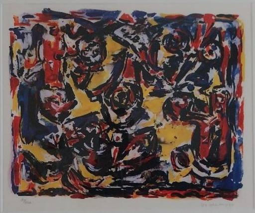 Theo Wolvecamp (CoBrA) - 'Oiseaux Joyeux' (serigrafía enmarcada)