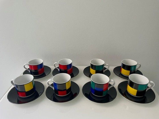 Image 1 of Tazze e piattini postmoderni (8 pezzi) - colorblocking