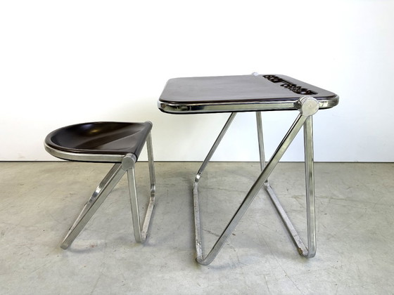 Platone folding table with stool by Giancarlo Piretti for Castelli, 1970s, Anonima Castelli, Desk, Metal (photo 4 of 15)