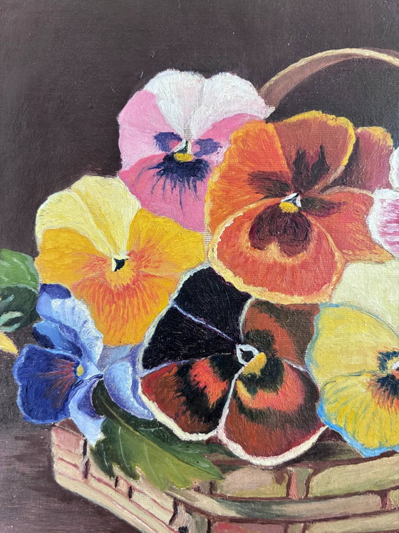 Image 1 of Vintage original flower oil painting, framed floral still life art
