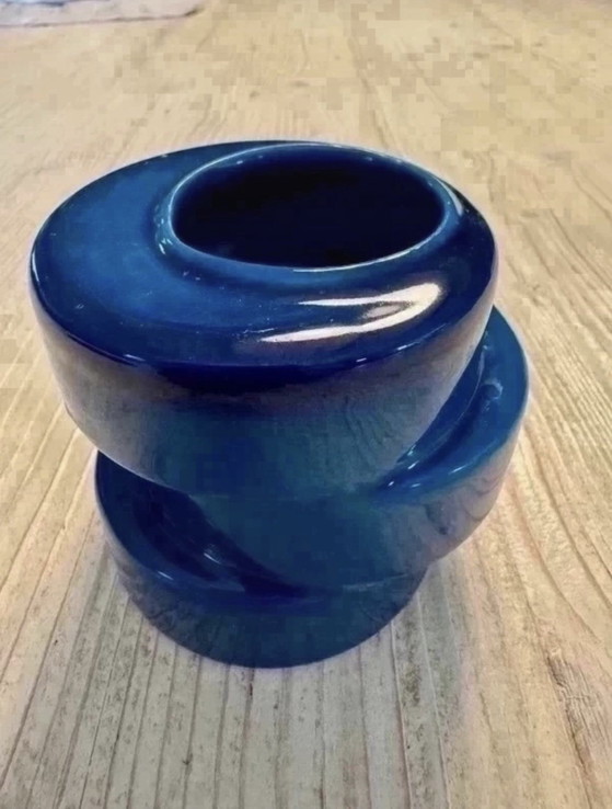 Piccolo vaso vintage in ceramica blu Space Age – Vasi (photo 3 of 5)