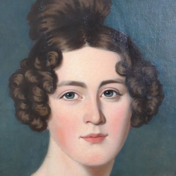 Image 1 of Ritratto di giovane donna, olio su tela, Italia, XIX secolo
