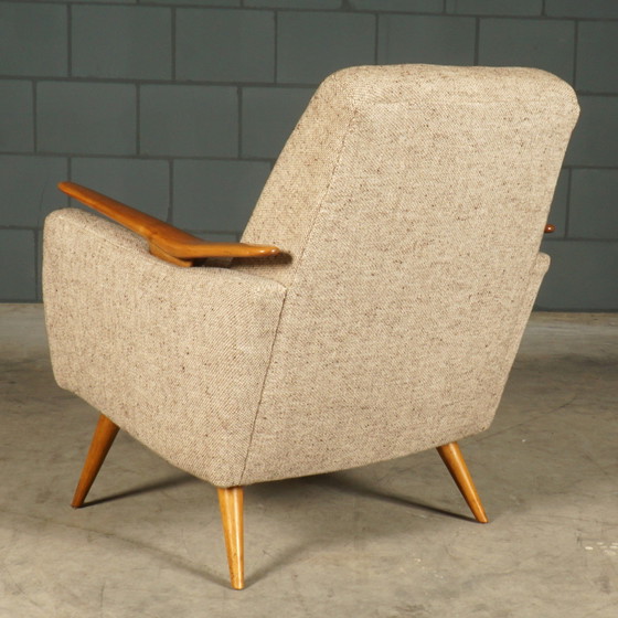 Image 1 of Vintage club/lounge armchair - wooden armrests - 1960s