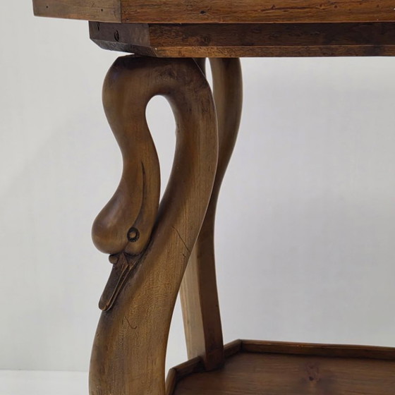 Image 1 of Consolle vintage in stile Art Déco e Art Nouveau con cigni e artigli di leone.