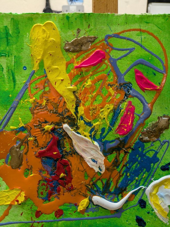 Image 1 of NUOVO PAESAGGIO ASTRATTO 19 DIPINTO ORIGINALE NIGEL WATERS FIRMATO CARTA DI COTONE 20x20cm SENZA CORNICE