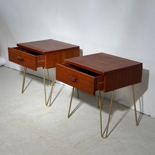 Paire de tables de chevet G Plan « Quadrille » sur pieds épingle, années 1960