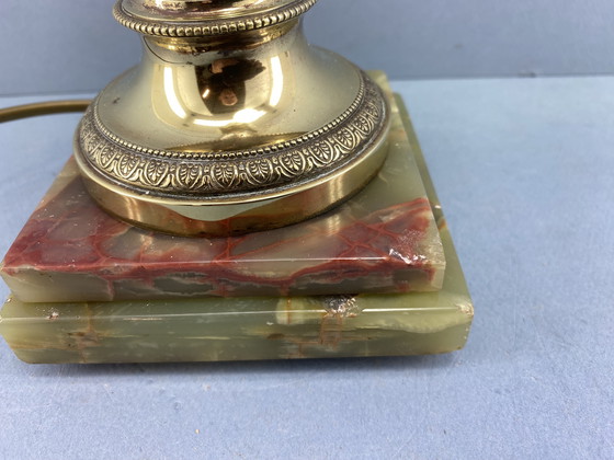 Image 1 of Authentieke Art Deco Lamp - Marmeren Voet - Hollywood Regency Stijl - Vintage Verlichting