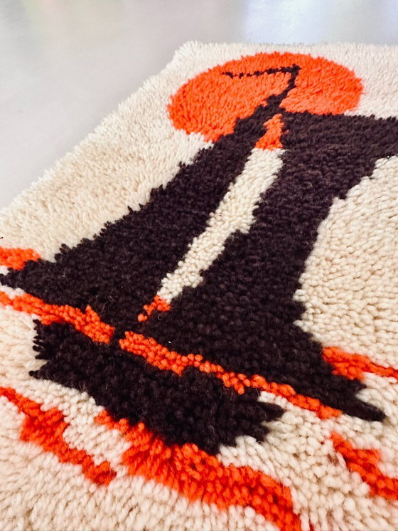 Image 1 of 1x Vintage wollen wandkleed – unieke retro eyecatcher (39 x 60 cm)