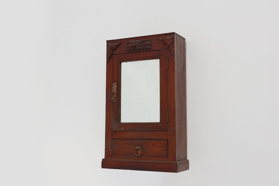 Image 1 of Art Deco scheerkast in hout met afgeschuinde spiegel, Frankrijk