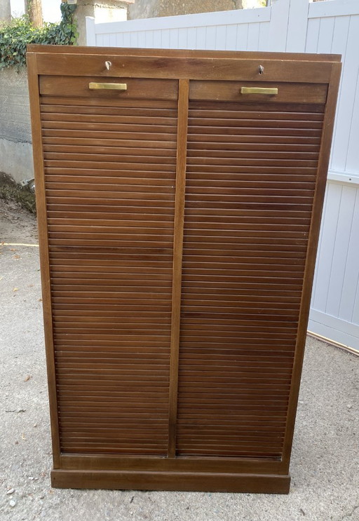 Professioneller doppelspaltiger Aktenschrank aus Eiche 1950