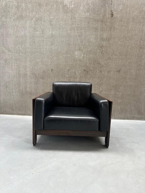 Fauteuils Knoll Bastiano en cuir noir et noyer Afra & Tobia – Gavina, Wood, Leather (photo 5 of 11)