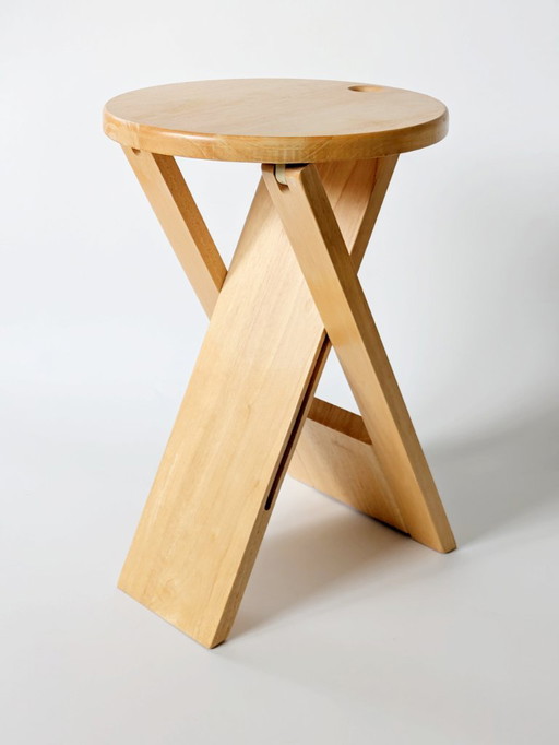 Midcentury Foldable TS Stool by Roger Tallon | Beechwood | 1970s French Design